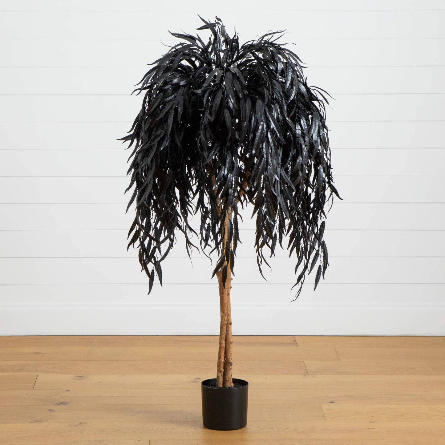 4' Artificial Halloween Black Willow Tree with drooping leaves in a black pot on Tampa Home & Garden Store