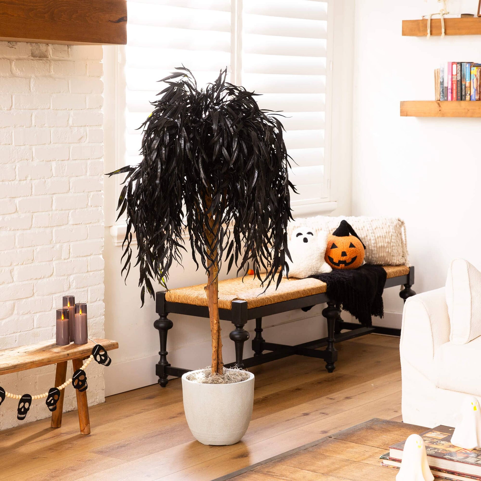 4' Artificial Halloween Black Willow Tree by Nearly Natural with black foliage on Tampa Home & Garden Store