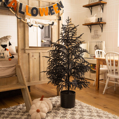 4 ft Nearly Natural black Norfolk pine artificial Christmas tree with real-touch needles in pot on Tampa Home & Garden Store