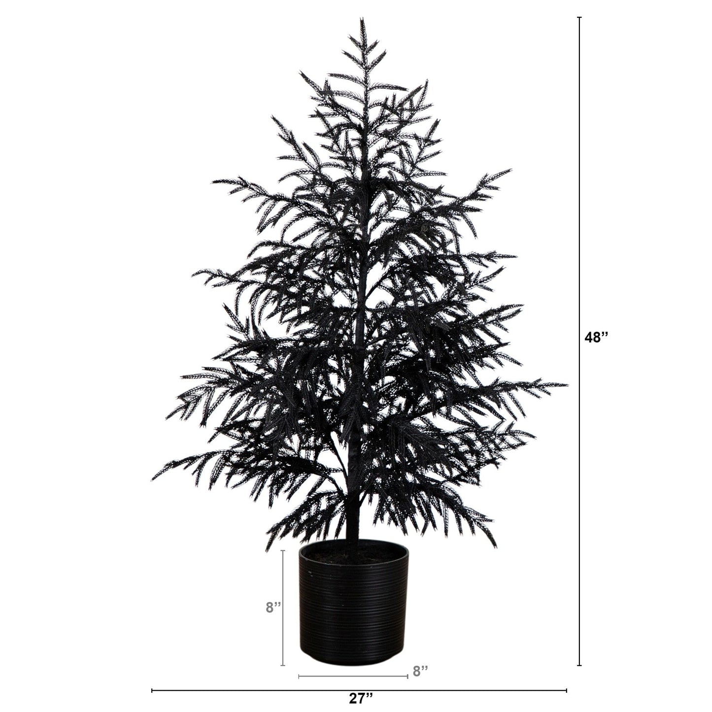 4 ft Black Norfolk Pine artificial Christmas tree with Real Touch look in planter on Tampa Home & Garden Store