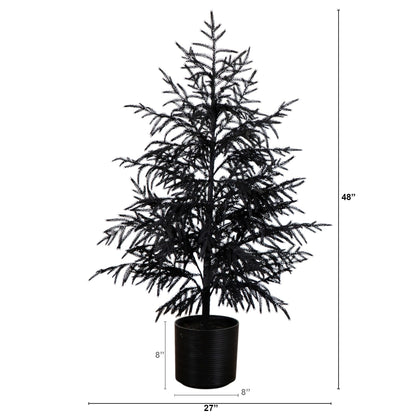 4 ft Black Norfolk Pine artificial Christmas tree with Real Touch look in planter on Tampa Home & Garden Store