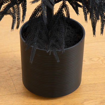 4 ft Artificial Halloween Real Touch Black Norfolk Pine Tree in black pot by Nearly Natural on Tampa Home & Garden Store