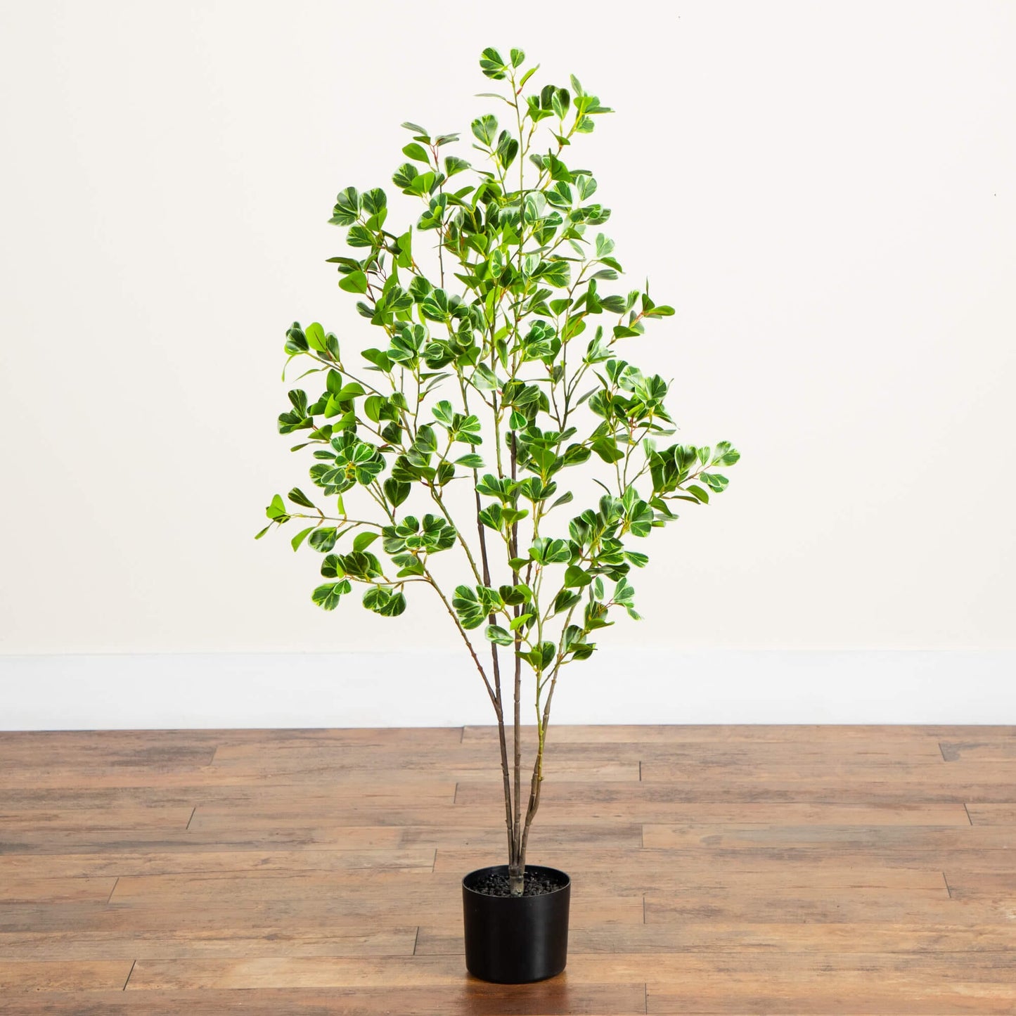 4 ft Nearly Natural artificial heart-shaped ficus leaf tree with green leaves in a black planter on Tampa Home & Garden Store