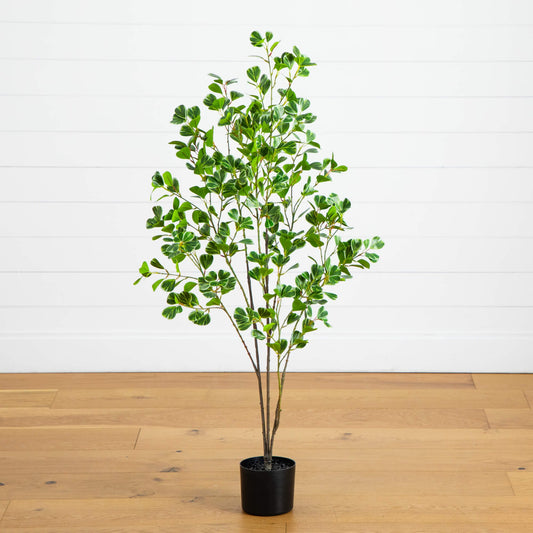 4' artificial heart-shaped ficus leaf tree by Nearly Natural in a black pot on Tampa Home & Garden Store