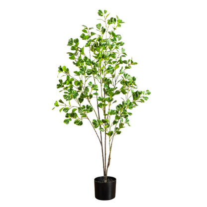 4' Artificial Heart Shaped Ficus Leaf Tree by Nearly Natural in a black pot on Tampa Home & Garden Store