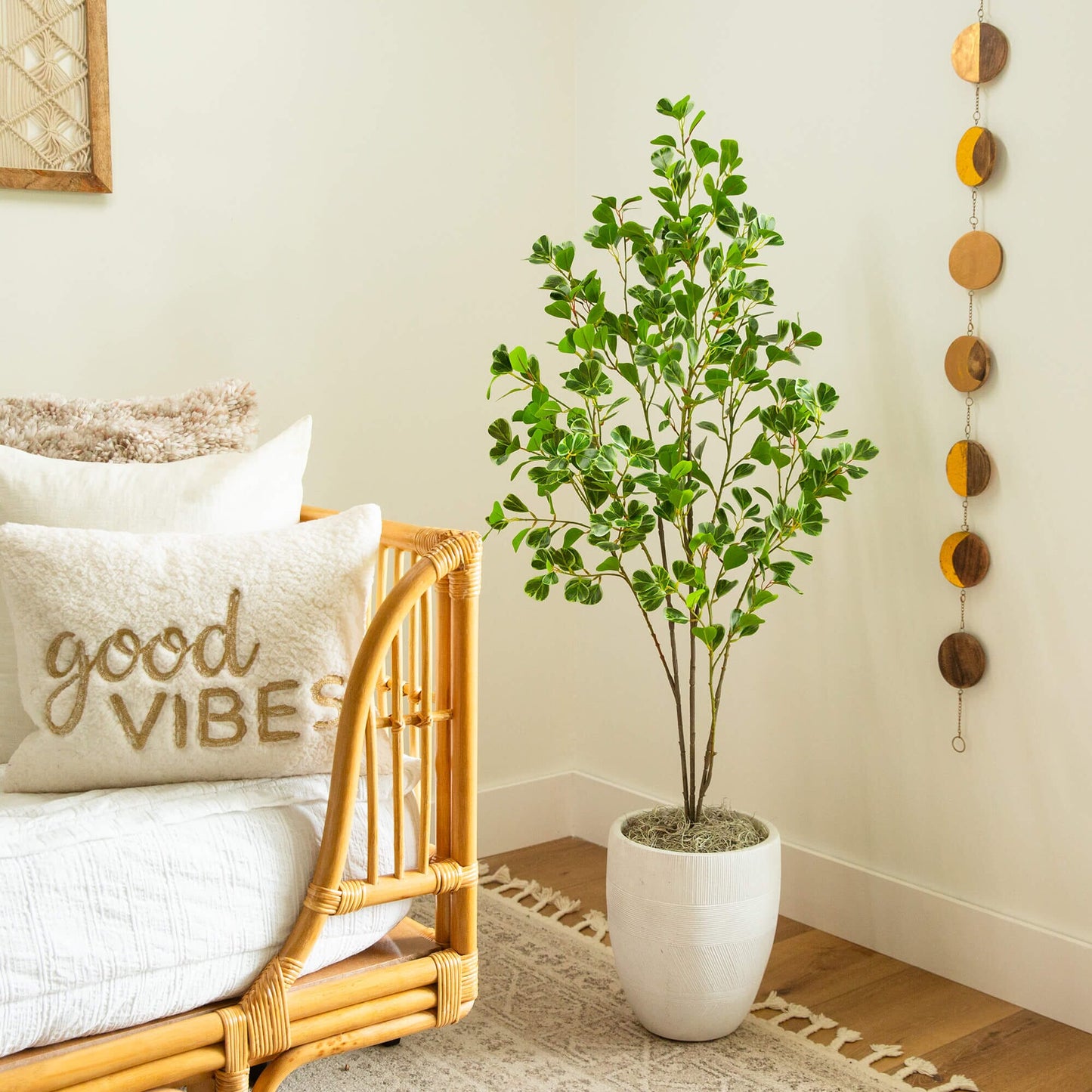 4' artificial heart-shaped ficus leaf tree, Nearly Natural, lush green leaves in white planter on Tampa Home & Garden Store