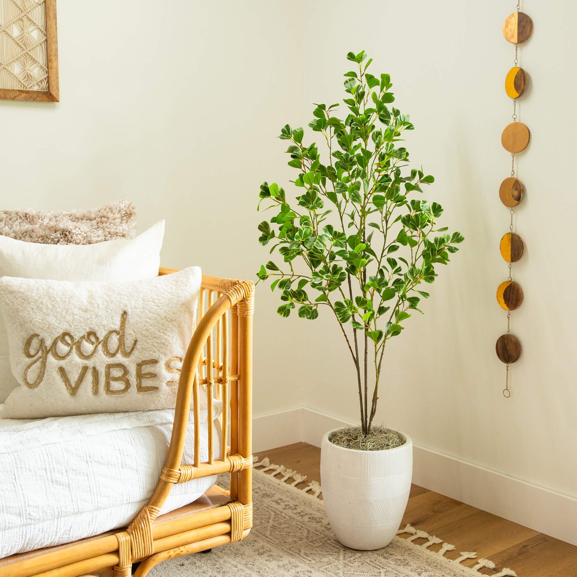 4' artificial heart-shaped ficus leaf tree, Nearly Natural, lush green leaves in white planter on Tampa Home & Garden Store