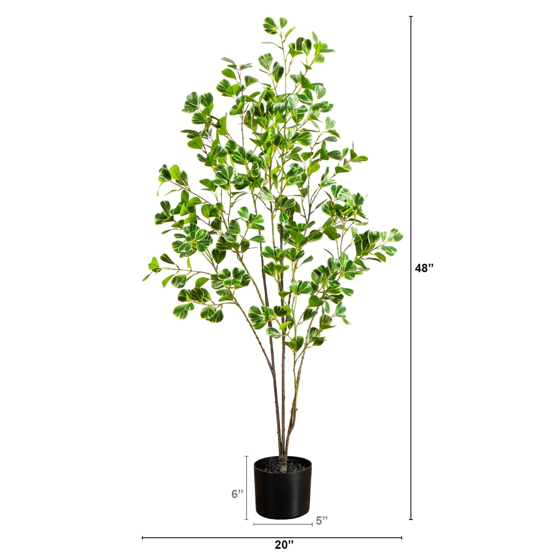 Nearly Natural 4 ft artificial heart-shaped ficus leaf tree with green leaves in black pot on Tampa Home & Garden Store