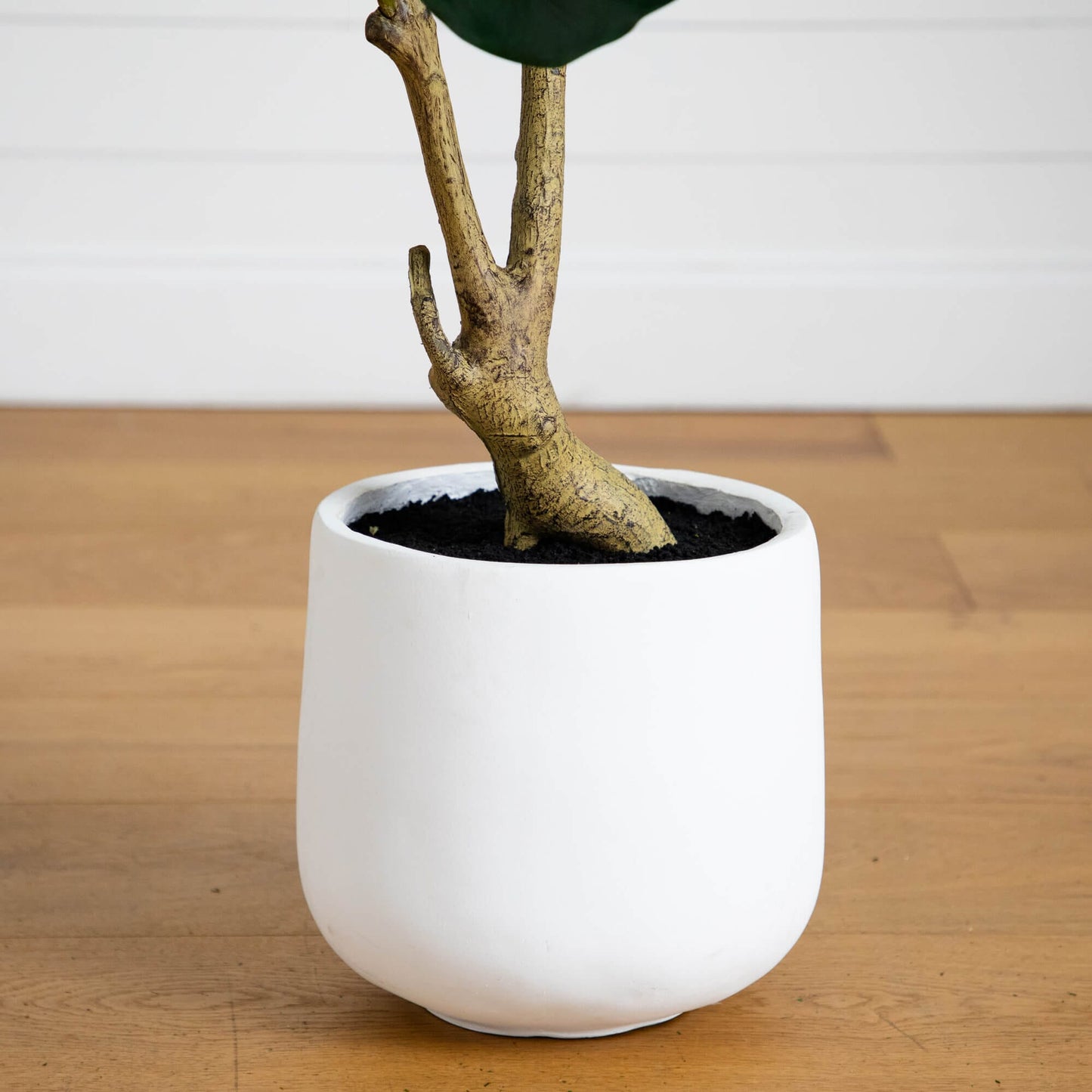 4ft artificial fiddle leaf tree in white decorative planter by Nearly Natural on Tampa Home & Garden Store