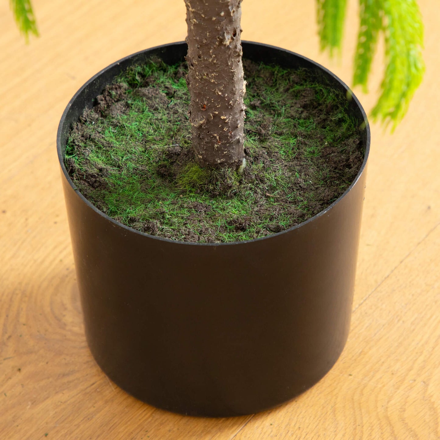 4' Nearly Natural artificial Norfolk pine tree in black pot with mossy soil on Tampa Home & Garden Store