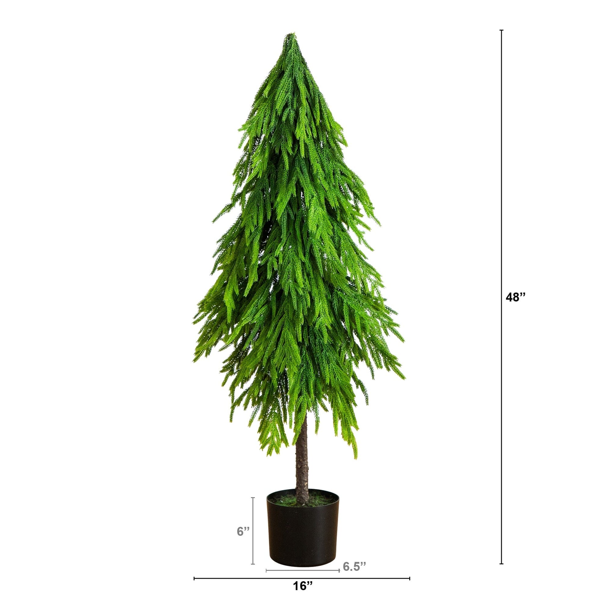 Nearly Natural 4ft artificial Norfolk pine tree with real-touch down-swept branches in black pot on Tampa Home & Garden Store