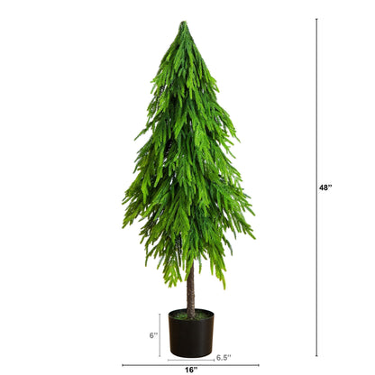 Nearly Natural 4ft artificial Norfolk pine tree with real-touch down-swept branches in black pot on Tampa Home & Garden Store
