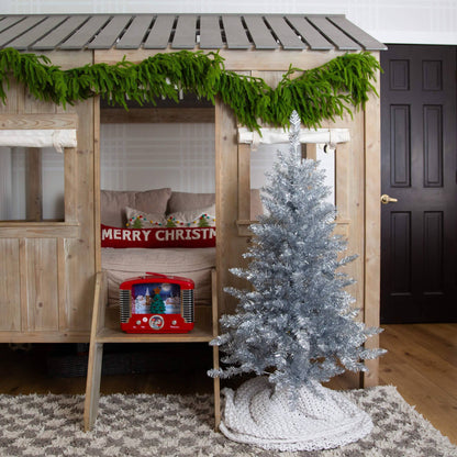 Nearly Natural 4 ft silver artificial Christmas tree with 130 cool white LED lights on Tampa Home & Garden Store