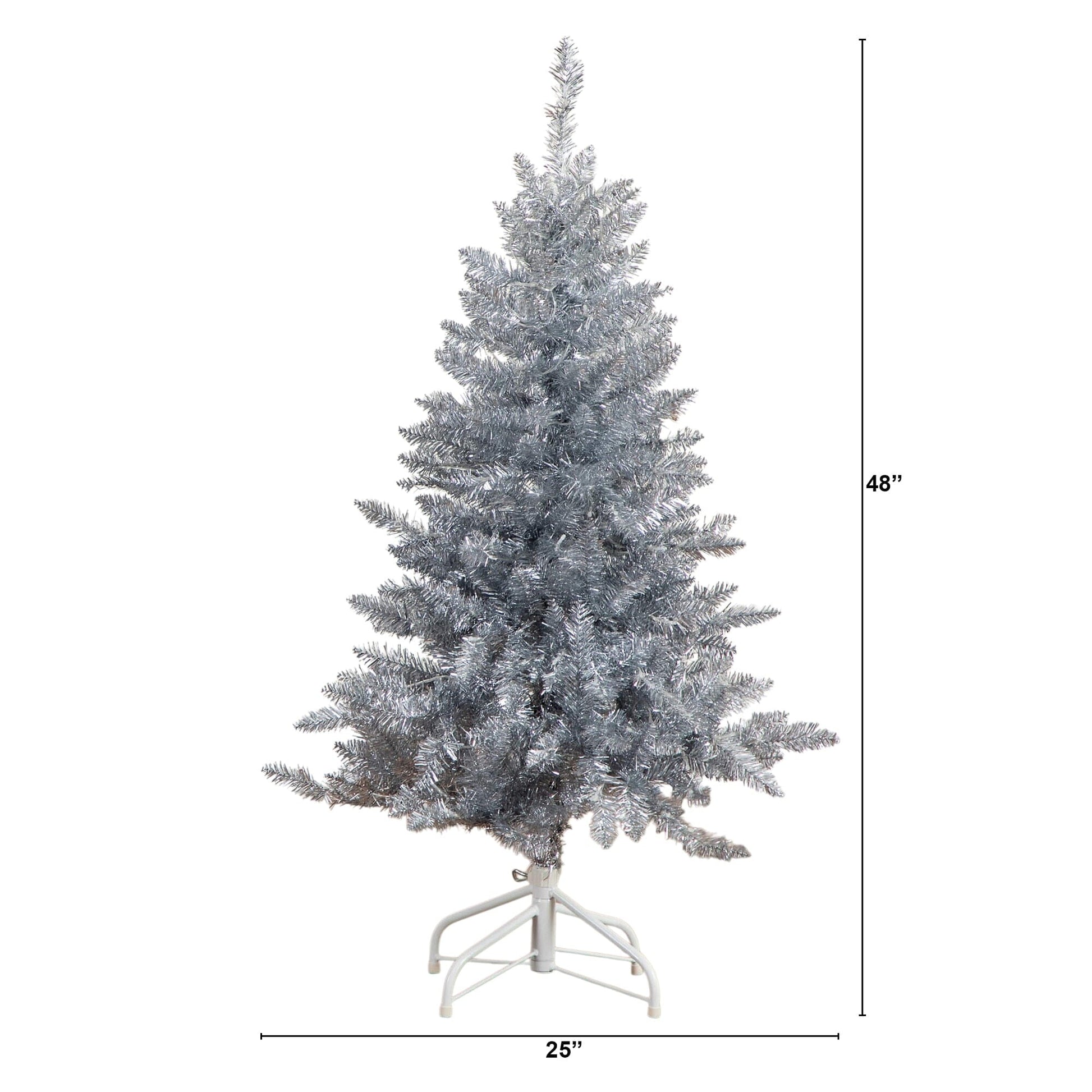 Nearly Natural 4' Silver Artificial Christmas Tree with 130 Cool White LED Lights on Tampa Home & Garden Store