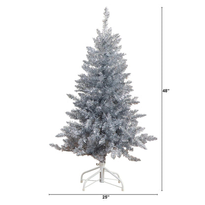 Nearly Natural 4' Silver Artificial Christmas Tree with 130 Cool White LED Lights on Tampa Home & Garden Store