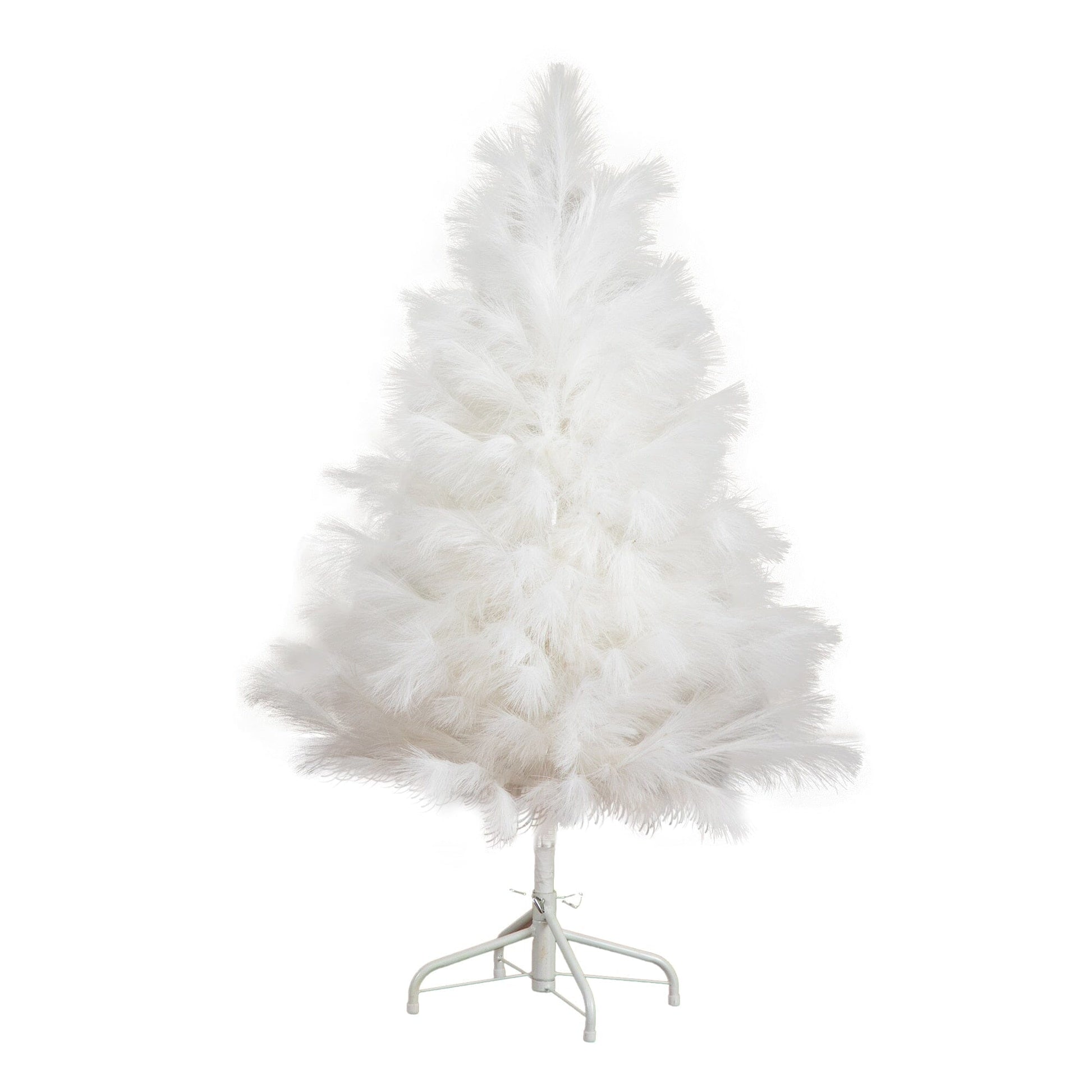 4' artificial white pampas grass Christmas tree by Nearly Natural on a metal stand on Tampa Home & Garden Store