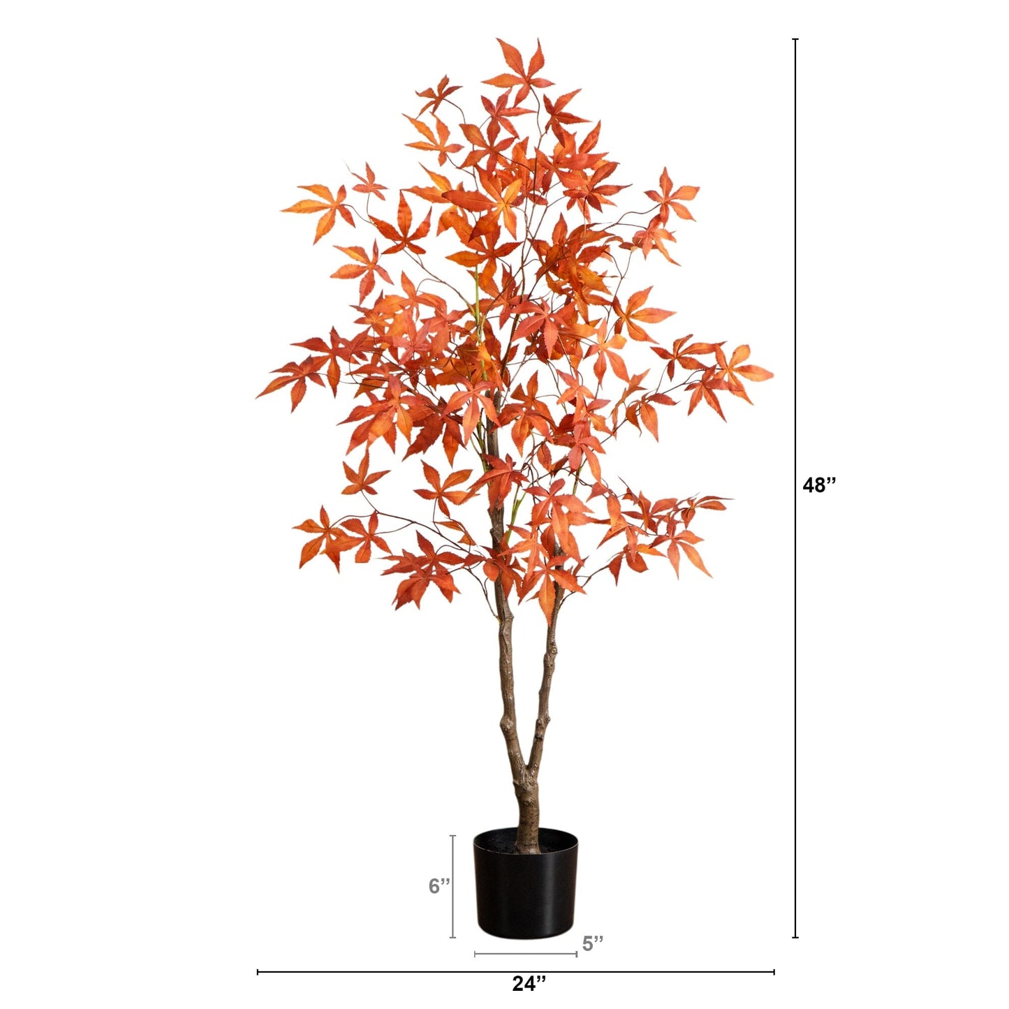 4' Autumn Japanese Maple artificial tree Nearly Natural orange leaves in black planter on Tampa Home & Garden Store