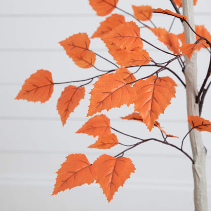 4' Autumn Paper Birch Artificial Tree by Nearly Natural with orange leaves and dark branches on Tampa Home & Garden Store