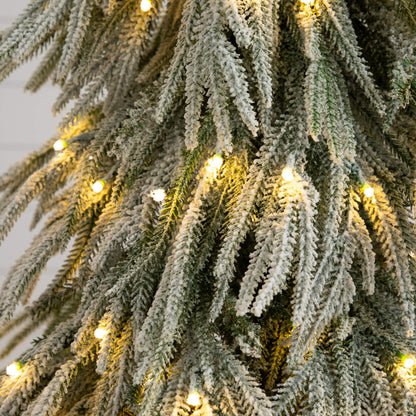 4' artificial flocked down-swept Christmas tree with 110 warm white LED lights by Nearly Natural on Tampa Home & Garden Store