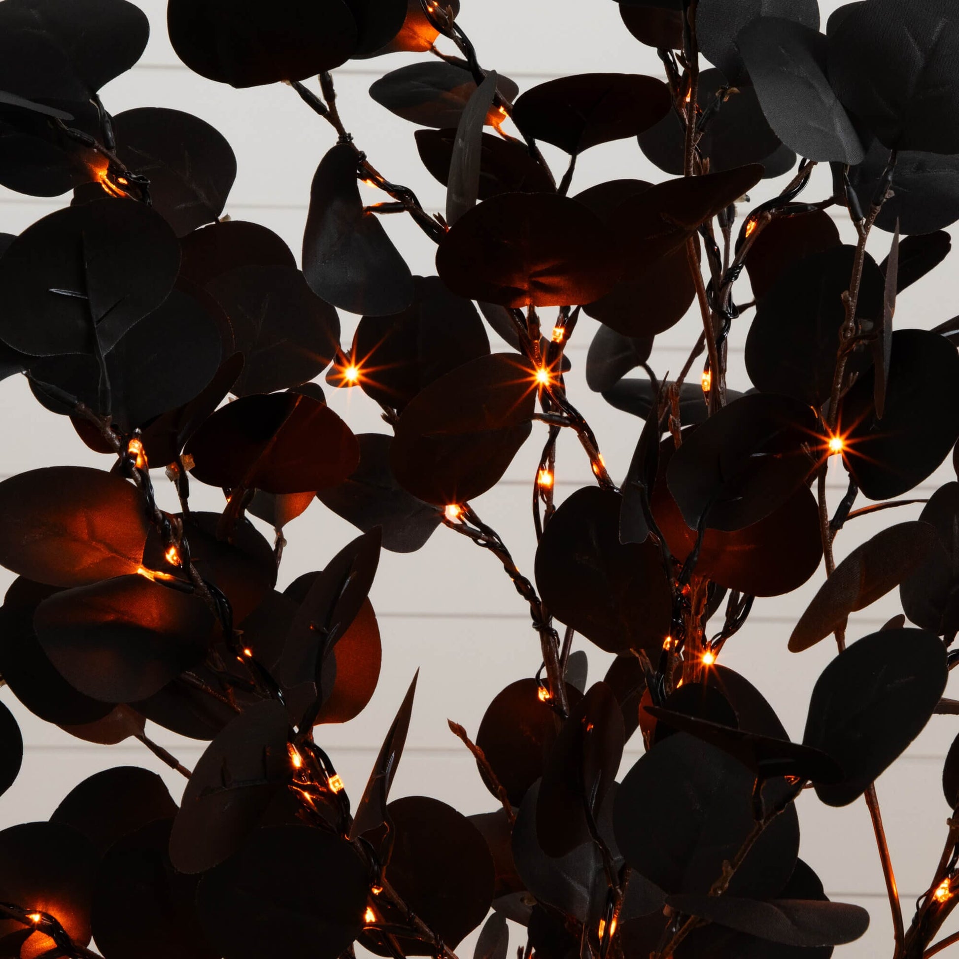 4' Pre-Lit Halloween Black Eucalyptus Tree with 160 Orange & Purple LEDs by Nearly Natural on Tampa Home & Garden Store