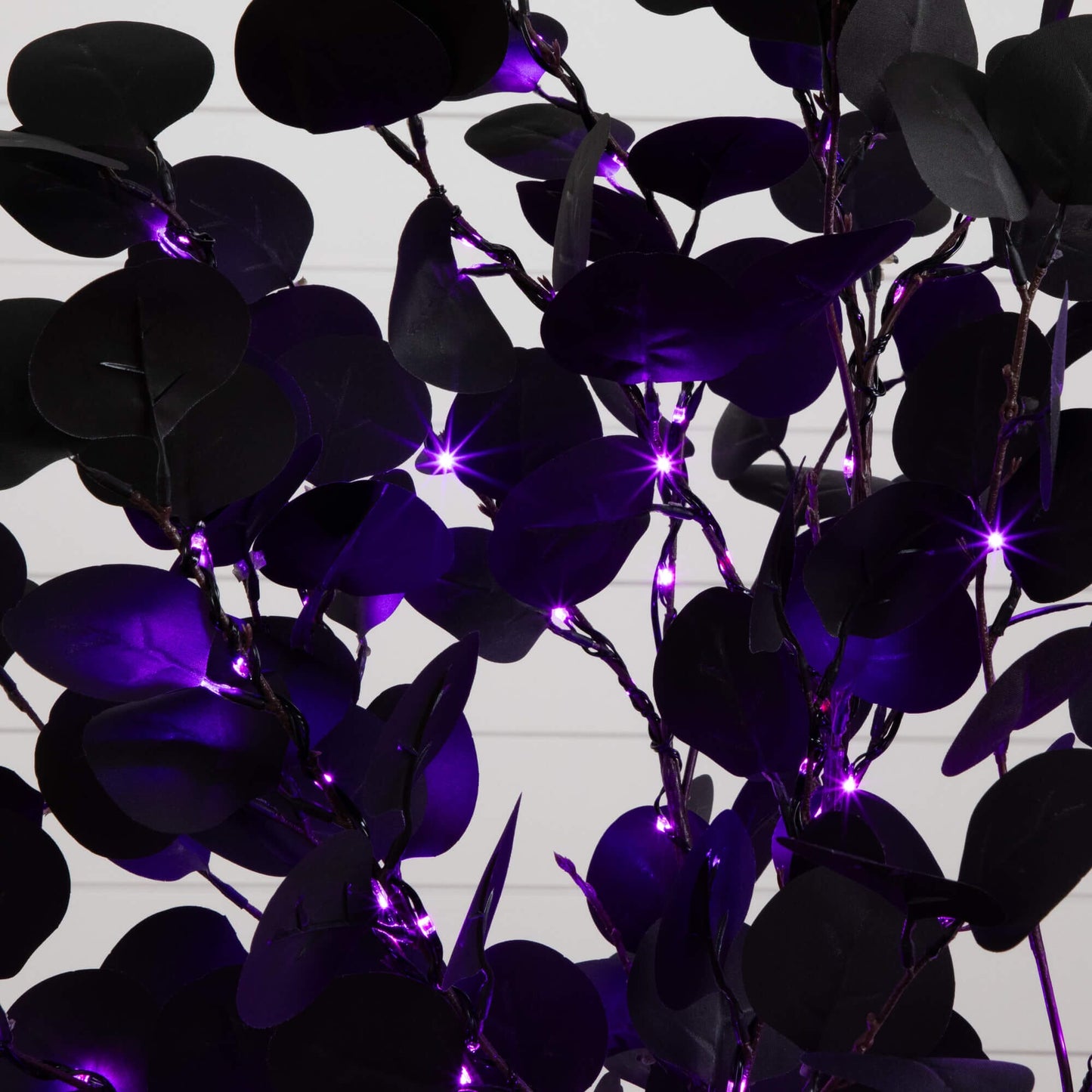 4' Pre-Lit Halloween Black Eucalyptus Tree with orange and purple LEDs by Nearly Natural on Tampa Home & Garden Store