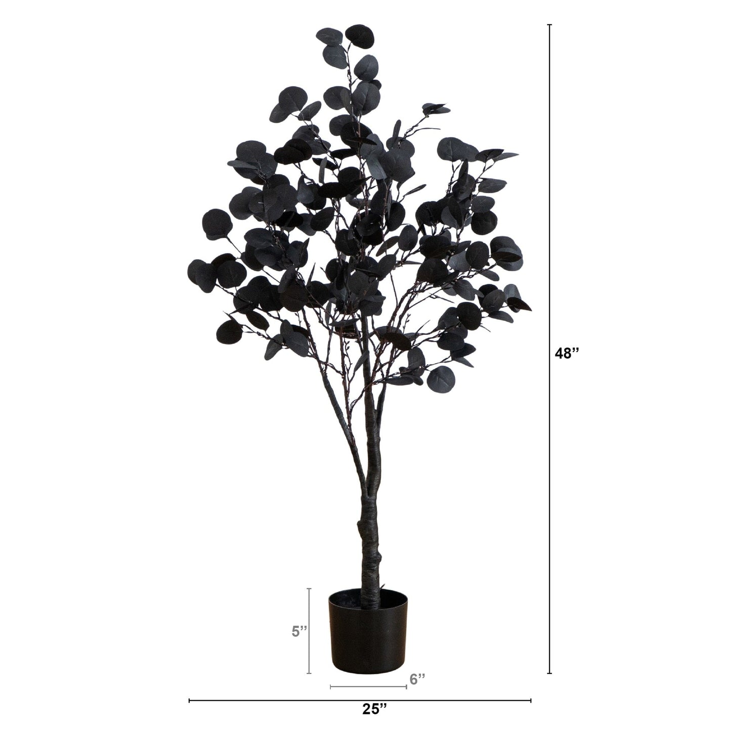 4ft prelit black eucalyptus Halloween tree by Nearly Natural with orange-purple LEDs in pot on Tampa Home & Garden Store