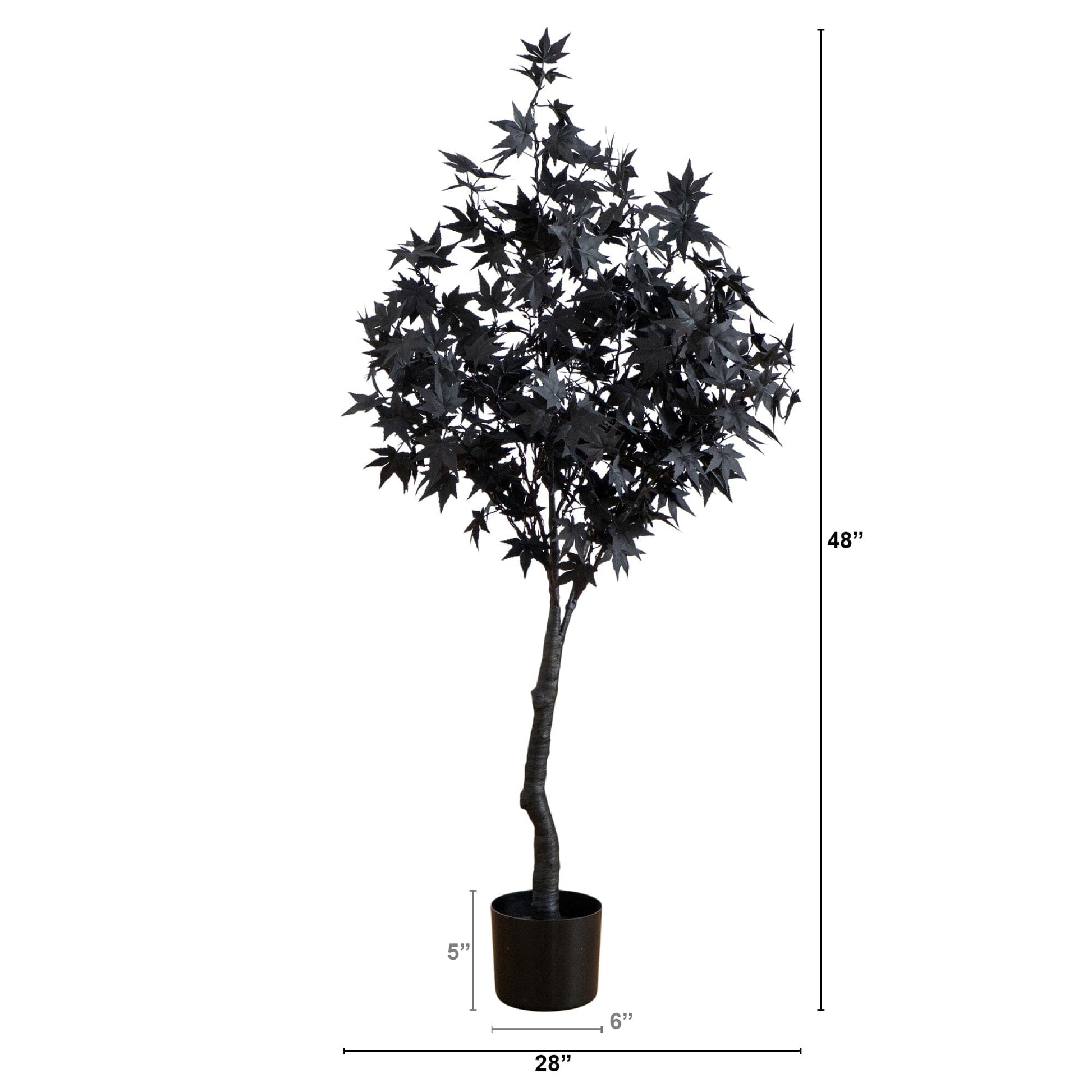 4 ft Nearly Natural black maple tree, pre-lit 180 orange and purple LEDs in a black pot on Tampa Home & Garden Store