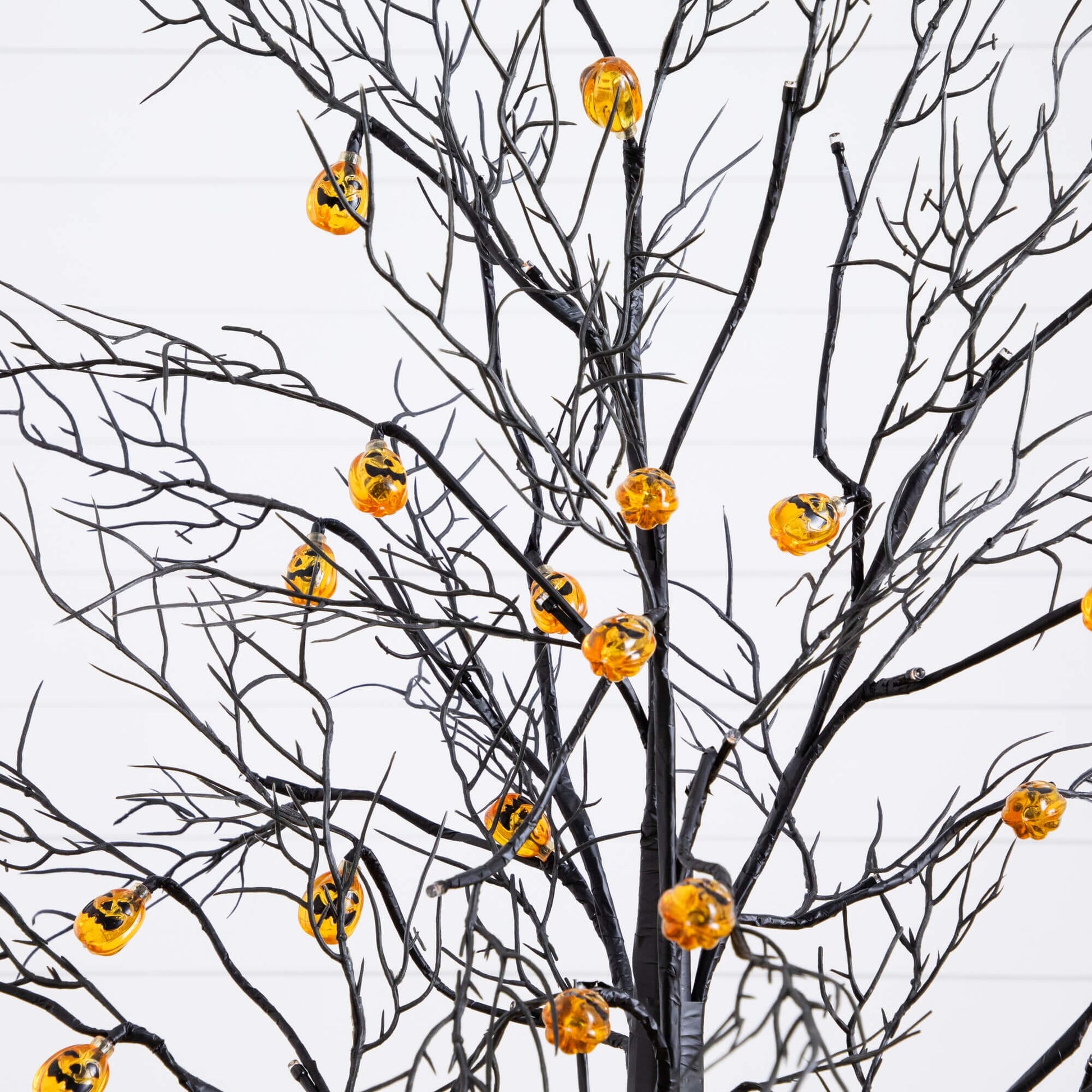 4' Pre-Lit Halloween Black Twig Tree with 24 orange LED pumpkin-shaped lights Nearly Natural on Tampa Home & Garden Store