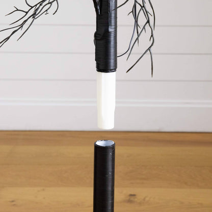 4' Pre-Lit Artificial Halloween Black Twig Tree with wrapped black trunk and bare branches on Tampa Home & Garden Store