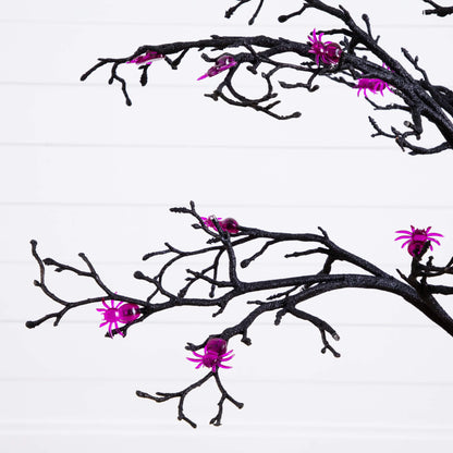 4 ft pre-lit artificial Halloween spider twig tree with 48 purple LED lights Nearly Natural on Tampa Home & Garden Store