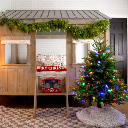 Tree Nearly Natural 4 ft Luxembourg Pine, pre-lit with 120 multicolor LED bulbs on Tampa Home & Garden Store