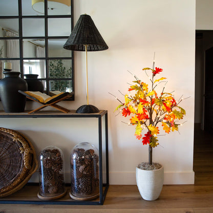Tree Nearly Natural 4ft Autumn Maple artificial tree with pinecones and acorns 60 LEDs on Tampa Home & Garden Store