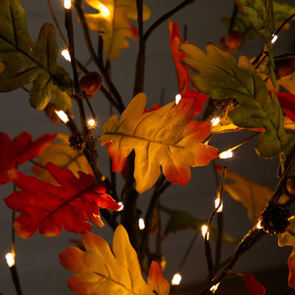Autumn maple artificial tree with 60 warm white LEDs, pinecones and acorns by Nearly Natural on Tampa Home & Garden Store