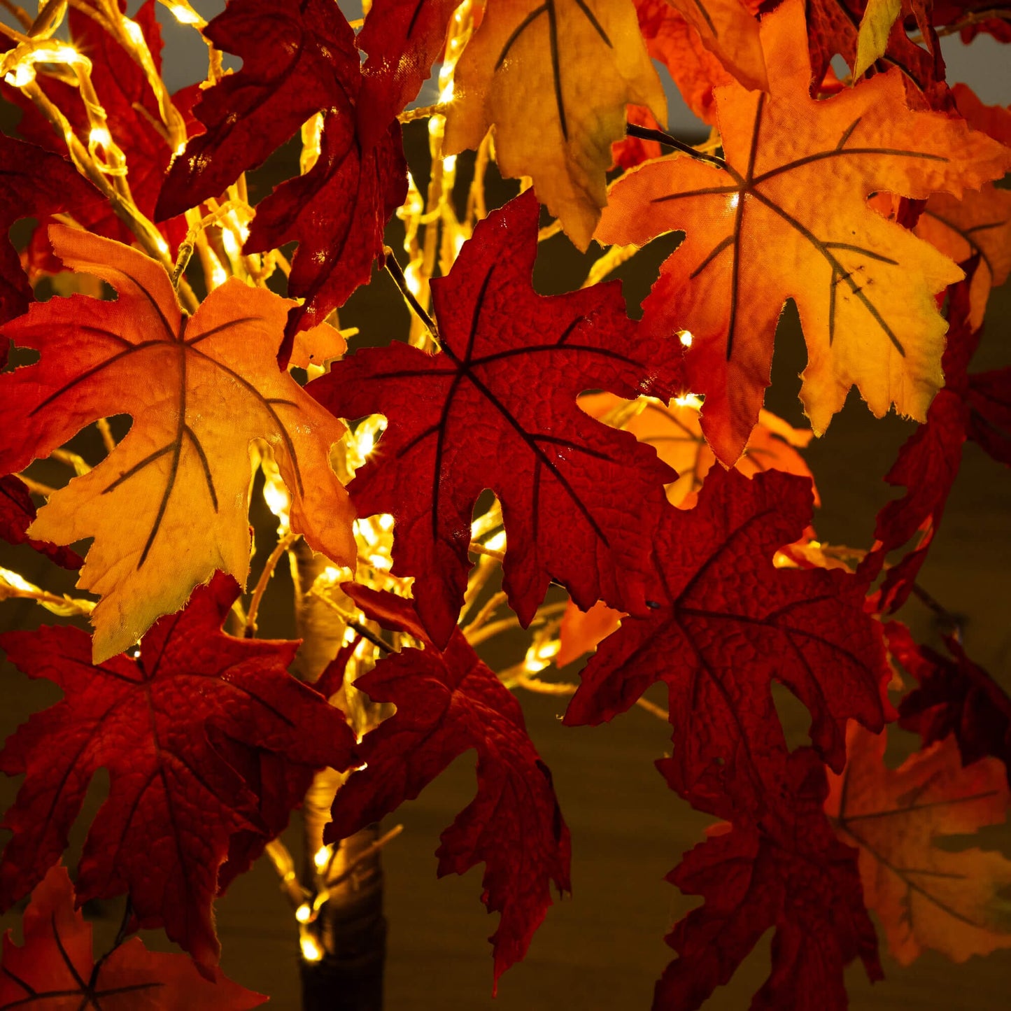 4 ft pre-lit autumn weeping maple tree with 180 warm white LEDs and orange leaves on Tampa Home & Garden Store