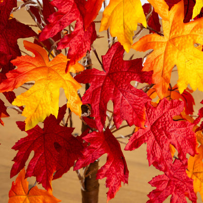 4 ft Pre-Lit Autumn Weeping Maple artificial tree with red and orange leaves Nearly Natural on Tampa Home & Garden Store