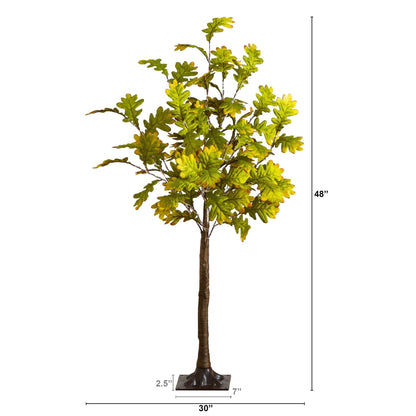 Nearly Natural 4 ft pre-lit green autumn oak artificial tree with 150 warm white LEDs on Tampa Home & Garden Store