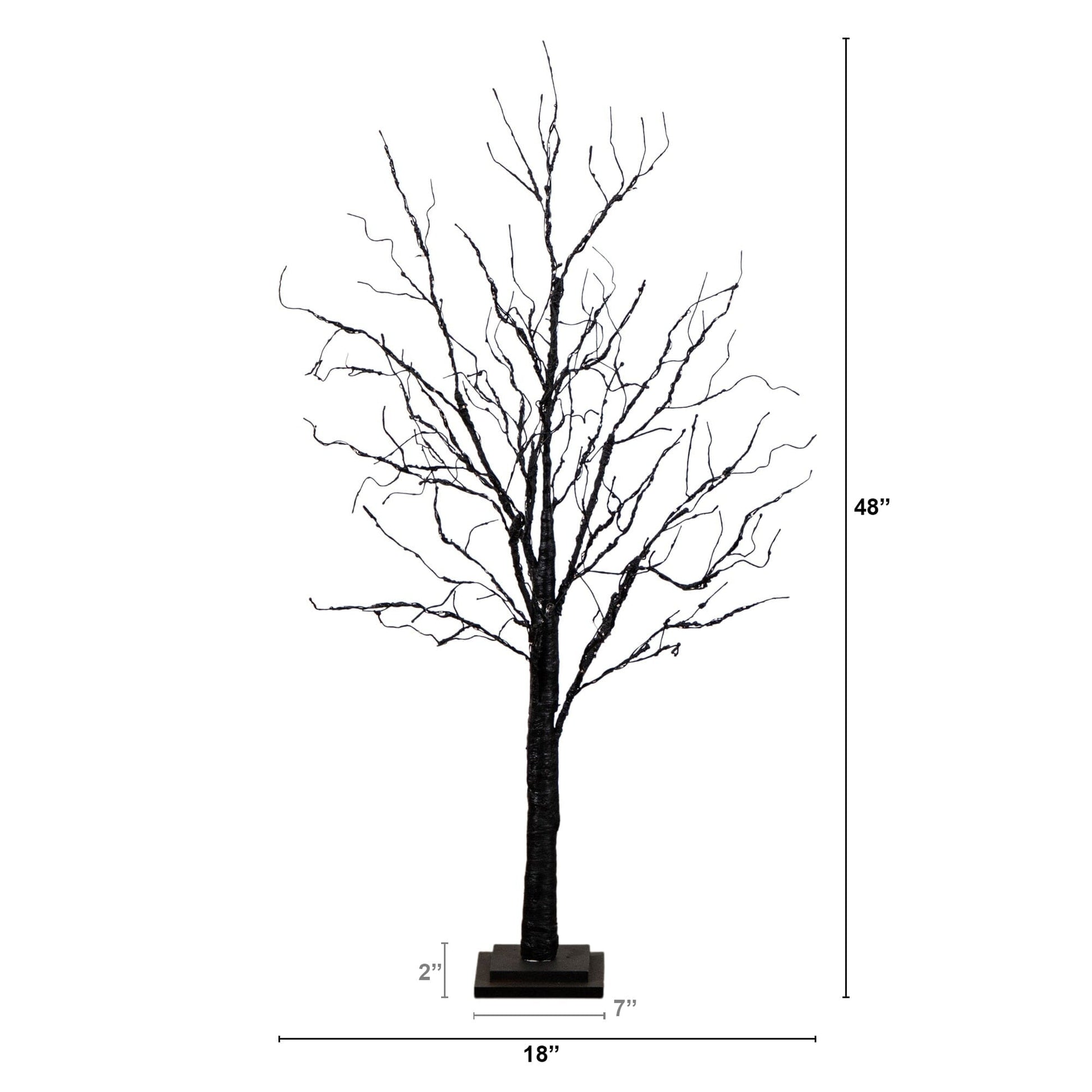4' Pre-Lit Halloween Black Twig Tree with 180 orange & purple LEDs by Nearly Natural on Tampa Home & Garden Store