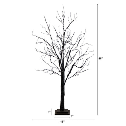 4' Pre-Lit Halloween Black Twig Tree with 180 orange & purple LEDs by Nearly Natural on Tampa Home & Garden Store
