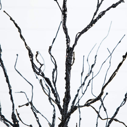 4' pre-lit Halloween black twig artificial tree with 180 orange and purple LEDs Nearly Natural on Tampa Home & Garden Store