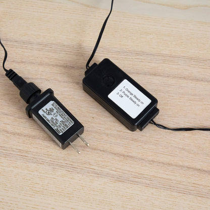 4' Pre-Lit Halloween Black Twig Tree power adapters and cords on a wood surface on Tampa Home & Garden Store