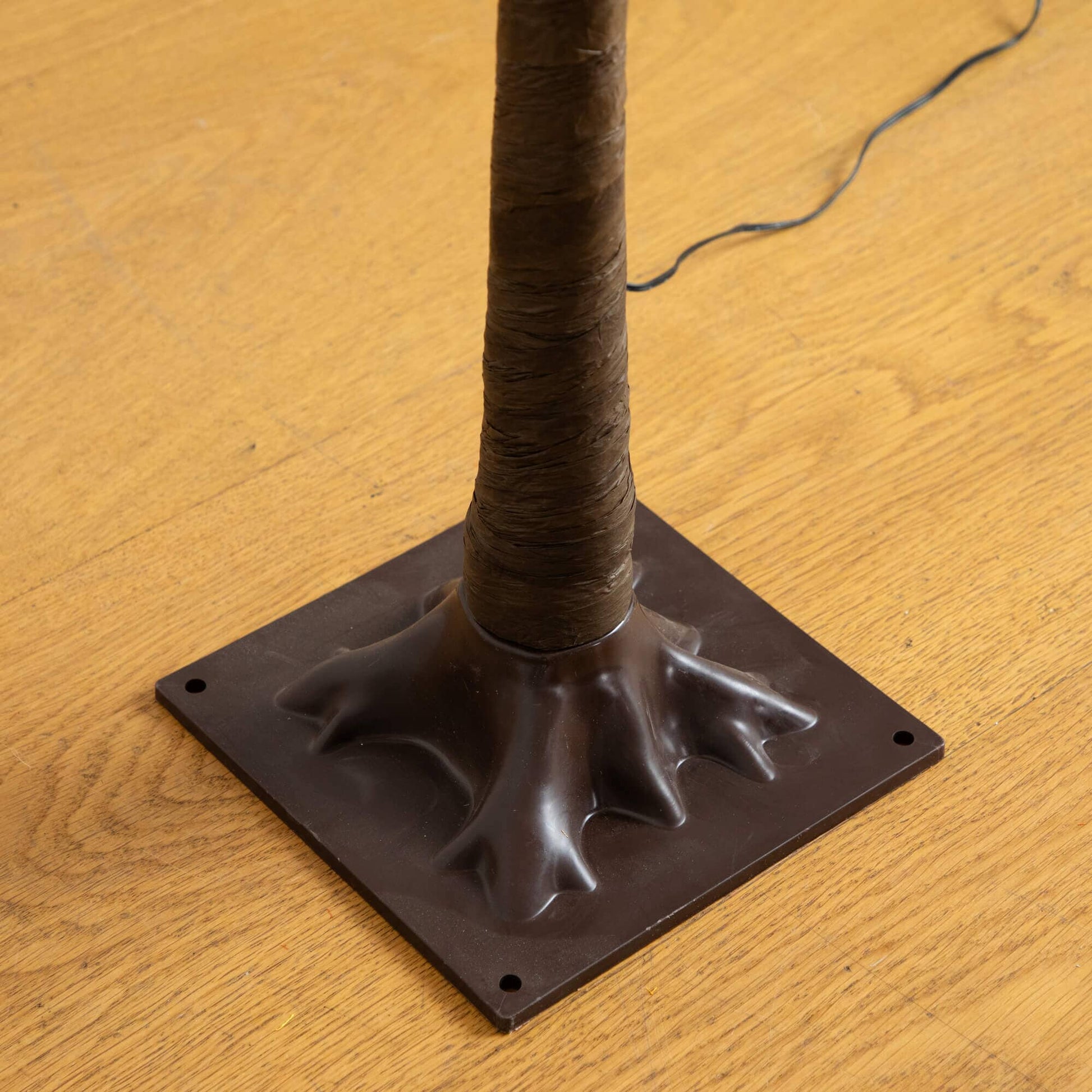 Tree 4 ft pre-lit minimalist autumn maple artificial tree with brown-wrapped trunk on a black square base cord visible on Tampa Home & Garden Store