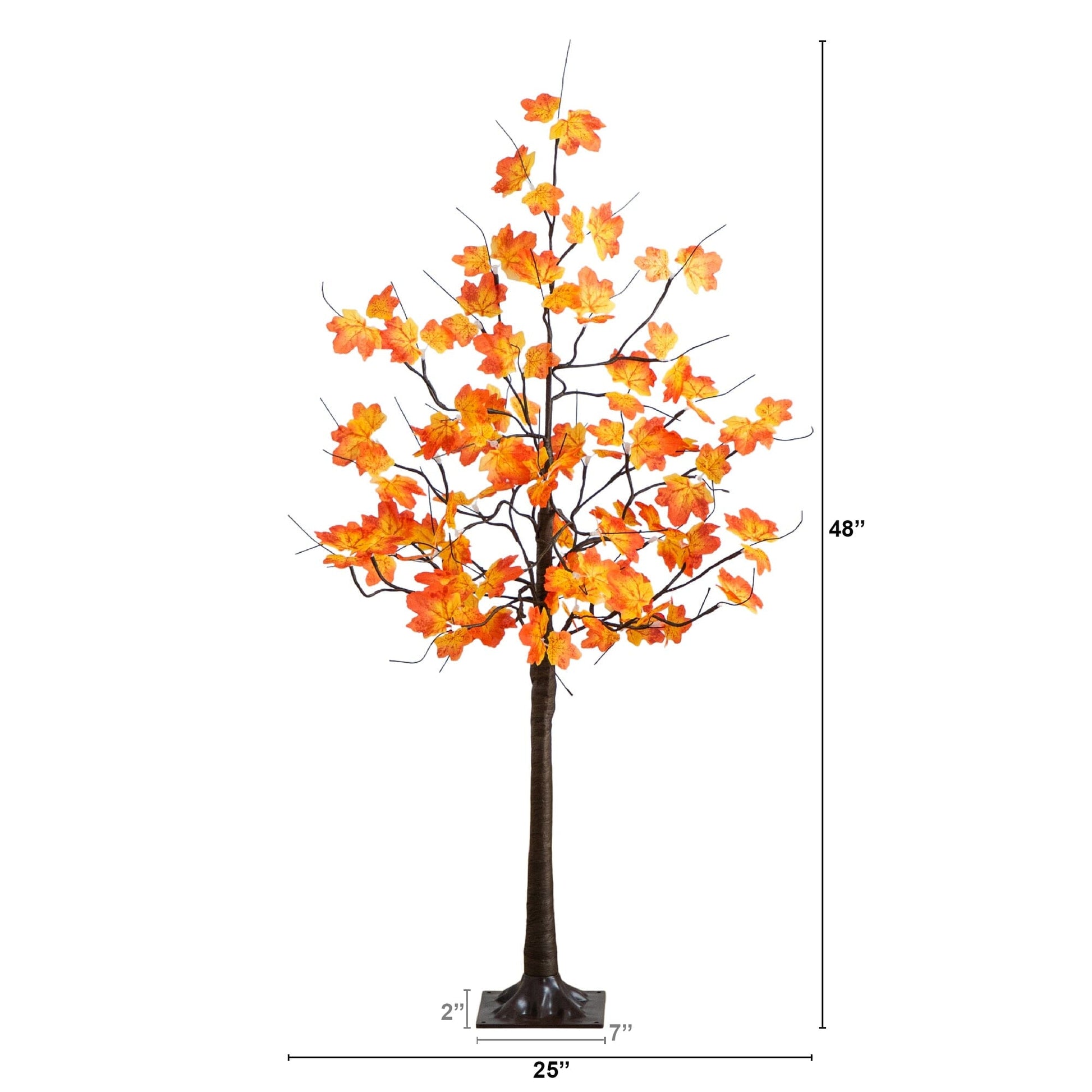 Nearly Natural 4' Pre-Lit Autumn Maple Tree with 56 warm white LEDs and orange maple leaves on Tampa Home & Garden Store