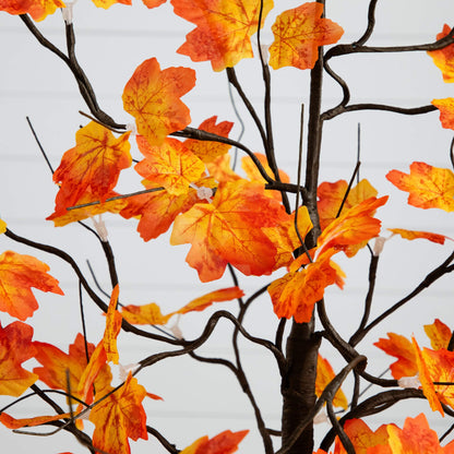4' Pre-Lit Autumn Maple Artificial Tree with orange leaves on brown branches and 56 LED lights on Tampa Home & Garden Store