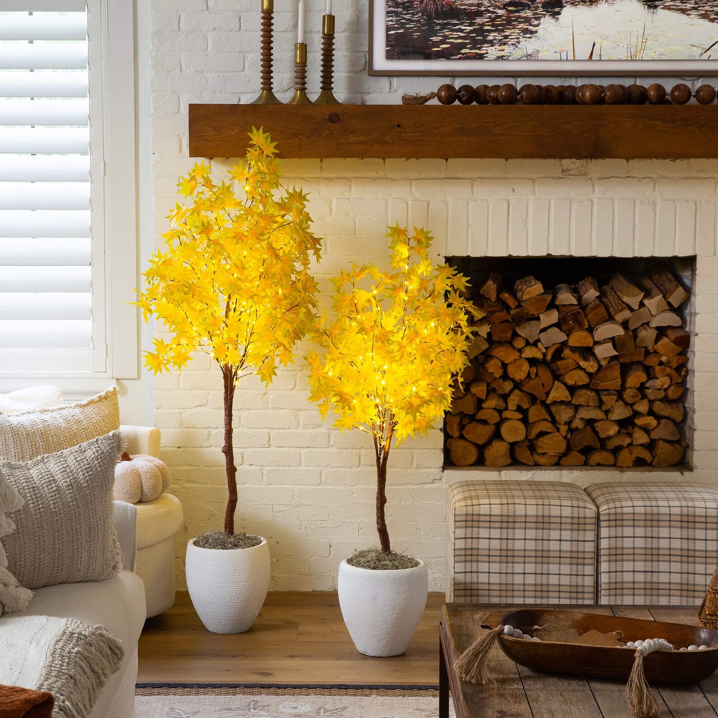 Nearly Natural 4' Pre-Lit Yellow Autumn Maple artificial tree with 150 warm white LED lights on Tampa Home & Garden Store