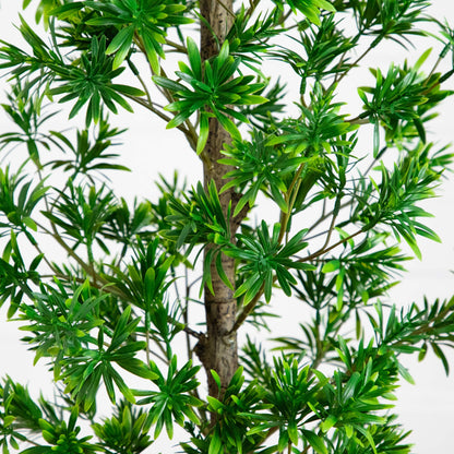 Nearly Natural 4' UV Podocarpus Tree with green leaves and trunk for indoor outdoor use on Tampa Home & Garden Store
