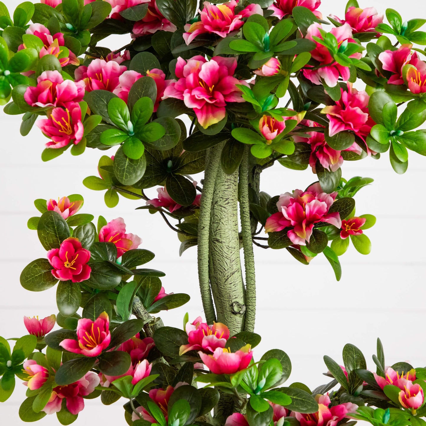 4' UV resistant artificial azalea tree with pink blooms and green leaves by Nearly Natural on Tampa Home & Garden Store