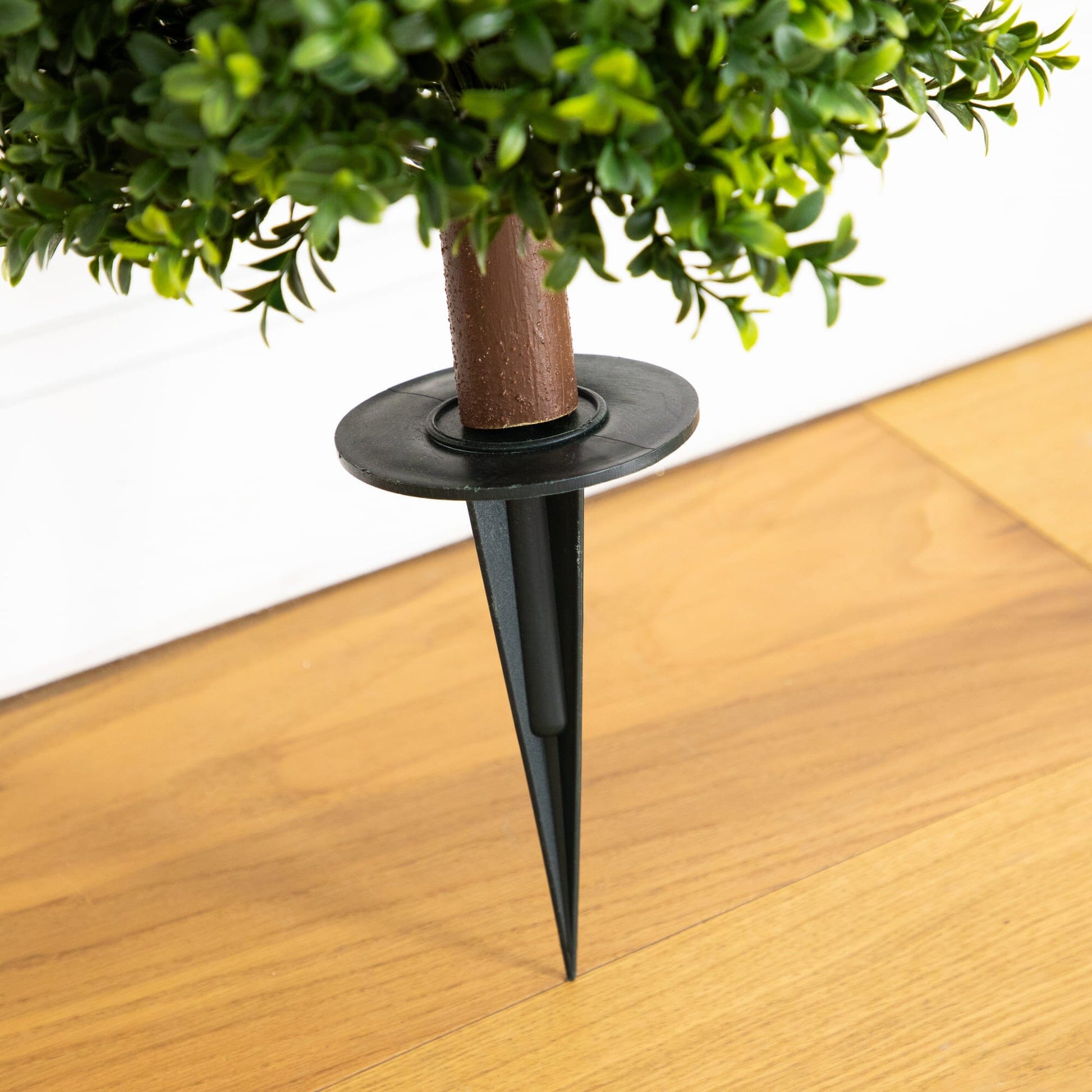 4 ft UV resistant artificial boxwood tree with ground stake set of 2 green foliage Nearly Natural on Tampa Home & Garden Store