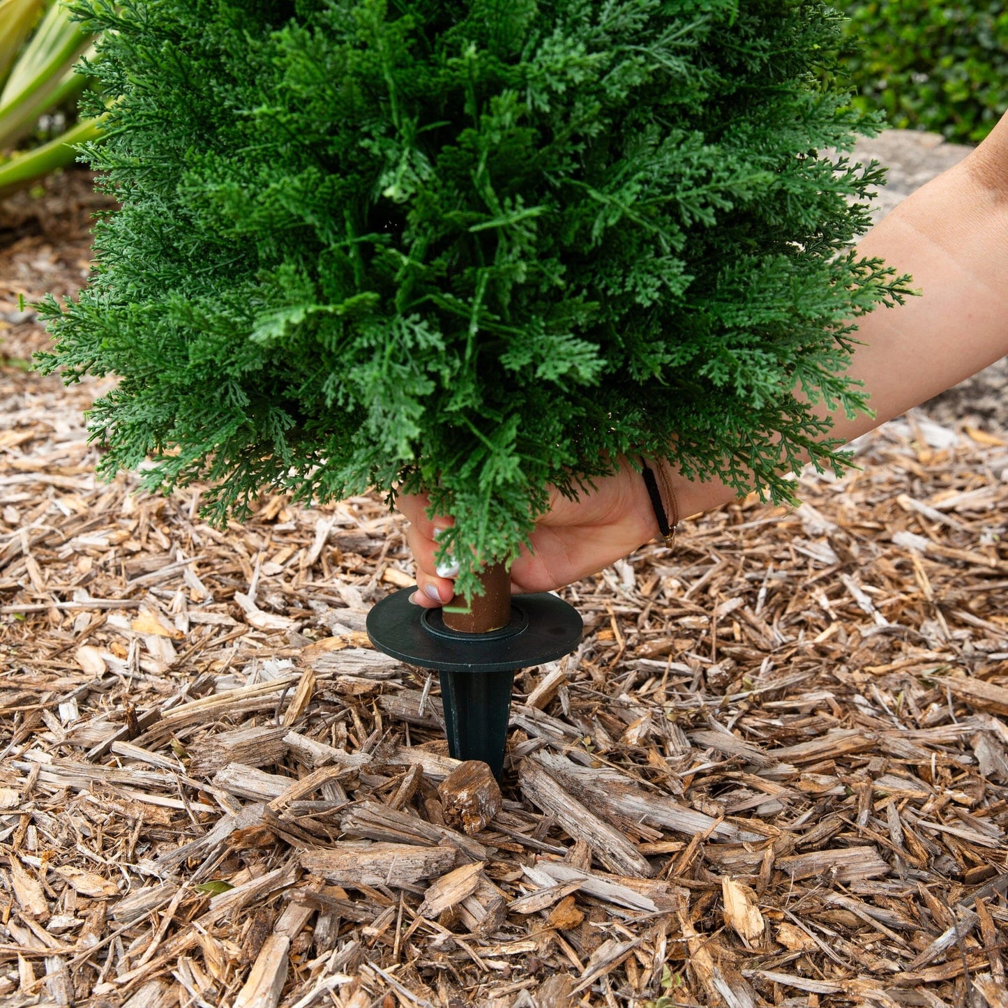 Artificial cedar plant 4ft UV resistant with groundstake indoor/outdoor 2pack Nearly Natural on Tampa Home & Garden Store