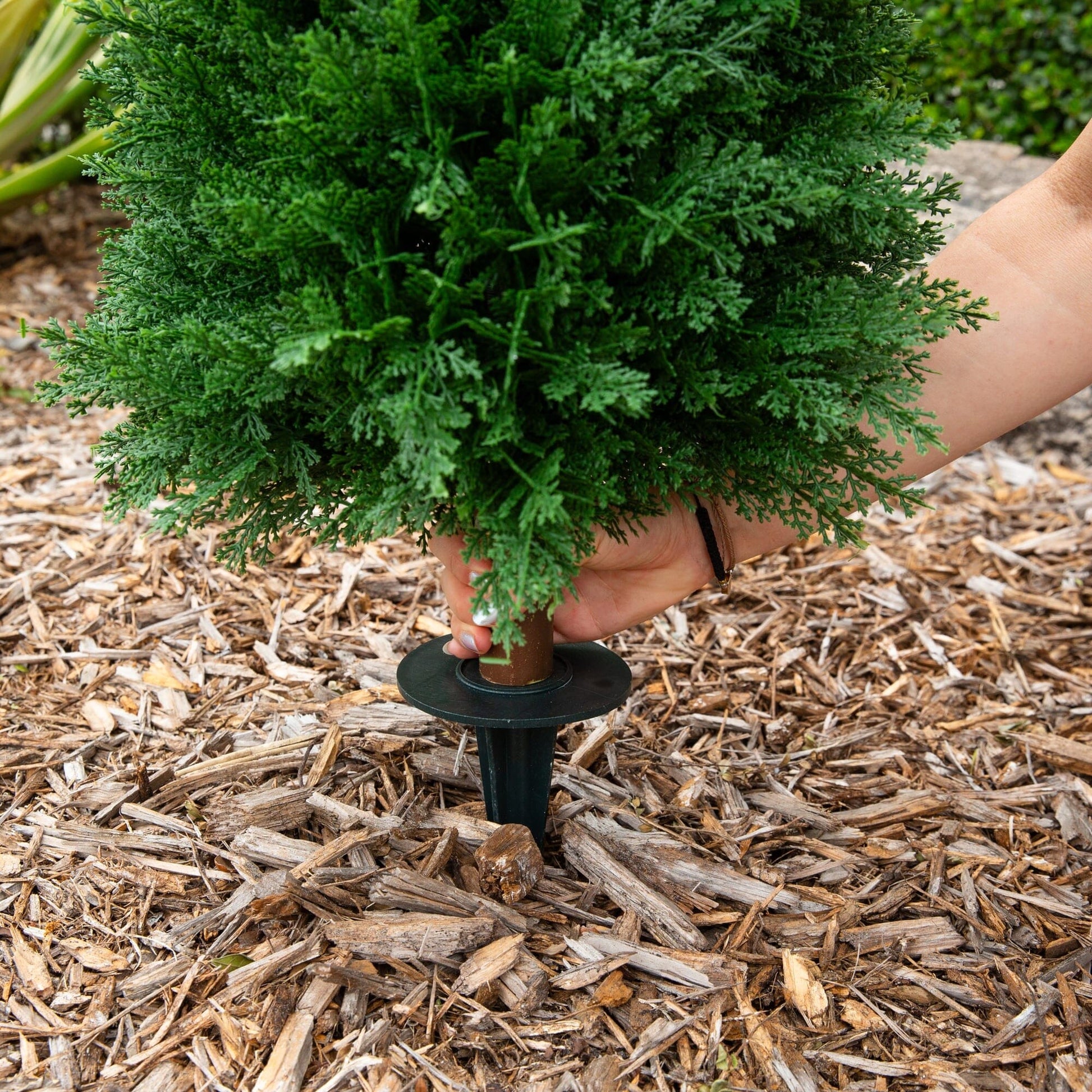 Artificial cedar plant 4ft UV resistant with groundstake indoor/outdoor 2pack Nearly Natural on Tampa Home & Garden Store