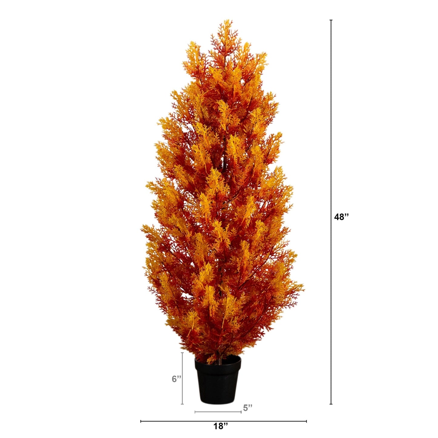 4' UV-Resistant Autumn Cedar Artificial Tree orange foliage black pot indoor outdoor on Tampa Home & Garden Store